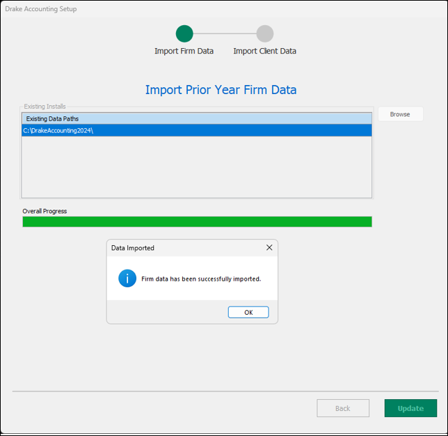 Import prior year firm data progress bar